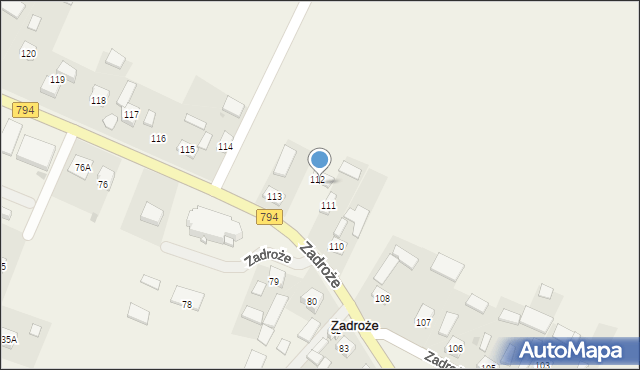 Zadroże, Zadroże, 112, mapa Zadroże