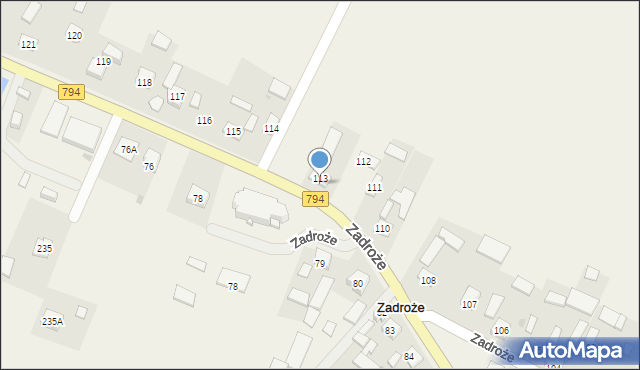 Zadroże, Zadroże, 113, mapa Zadroże