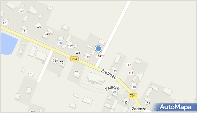 Zadroże, Zadroże, 114, mapa Zadroże