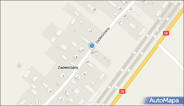 Zadworzany, Zadworzany, 12, mapa Zadworzany