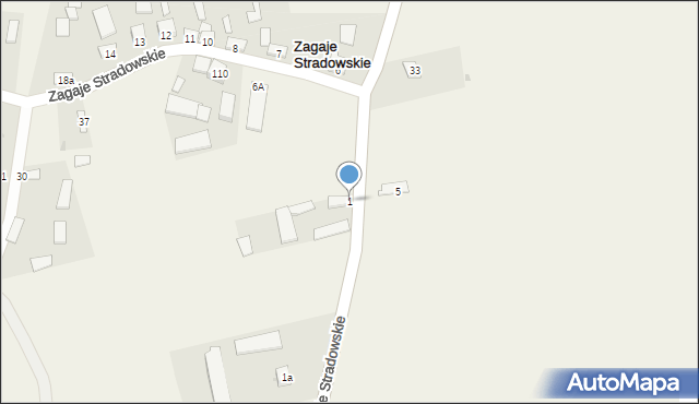 Zagaje Stradowskie, Zagaje Stradowskie, 1, mapa Zagaje Stradowskie