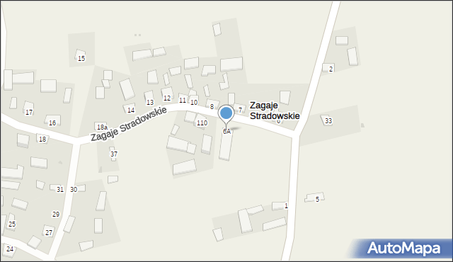 Zagaje Stradowskie, Zagaje Stradowskie, 6A, mapa Zagaje Stradowskie