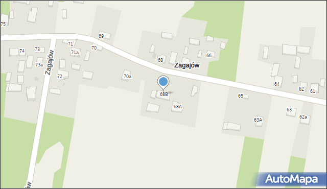 Zagajów, Zagajów, 68B, mapa Zagajów