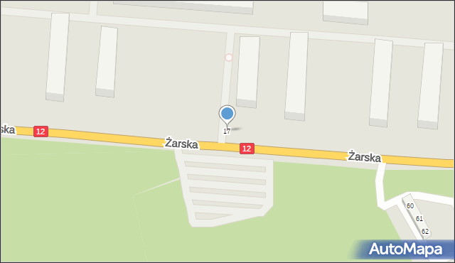 Żagań, Żarska, 17, mapa Żagań