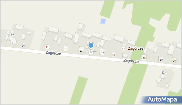 Zagórcze, Zagórcze, 14, mapa Zagórcze