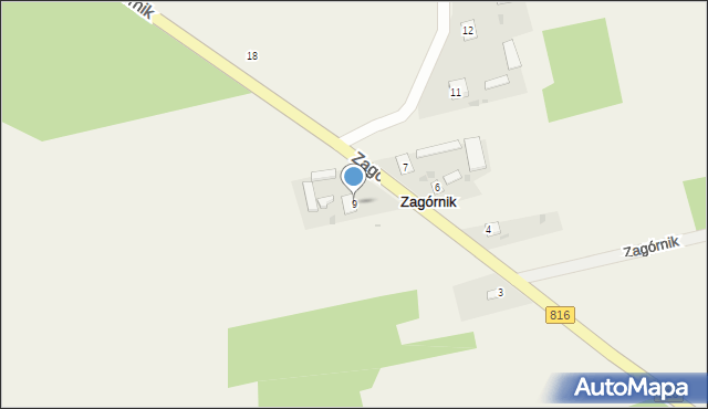 Zagórnik, Zagórnik, 9, mapa Zagórnik