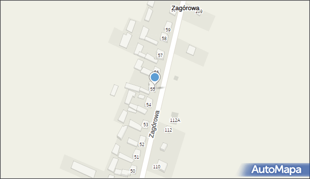 Zagórowa, Zagórowa, 55, mapa Zagórowa