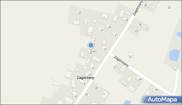 Zagórzany, Zagórzany, 12, mapa Zagórzany