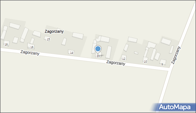 Zagorzany, Zagorzany, 13, mapa Zagorzany