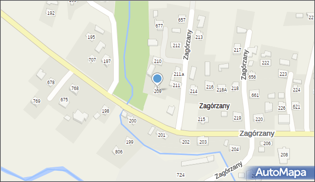 Zagórzany, Zagórzany, 209, mapa Zagórzany