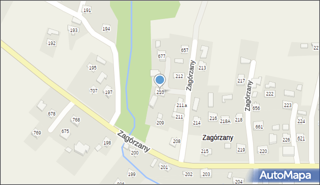 Zagórzany, Zagórzany, 210, mapa Zagórzany