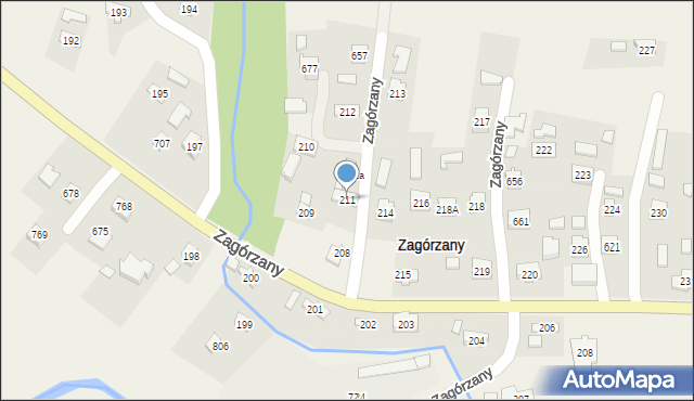 Zagórzany, Zagórzany, 211, mapa Zagórzany