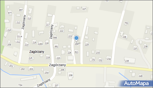 Zagórzany, Zagórzany, 224, mapa Zagórzany