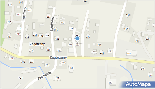 Zagórzany, Zagórzany, 621, mapa Zagórzany