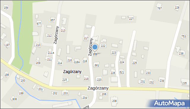 Zagórzany, Zagórzany, 656, mapa Zagórzany