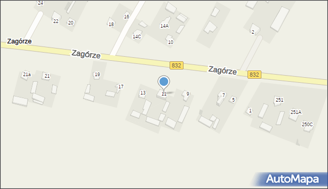 Zagórze, Zagórze, 11, mapa Zagórze