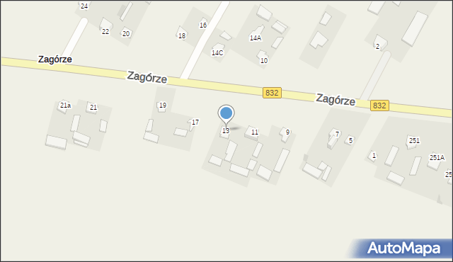 Zagórze, Zagórze, 13, mapa Zagórze