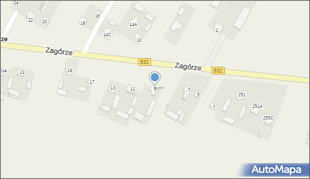 Zagórze, Zagórze, 9, mapa Zagórze