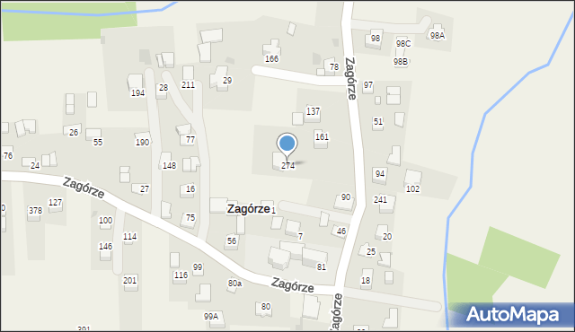 Zagórze, Zagórze, 274, mapa Zagórze