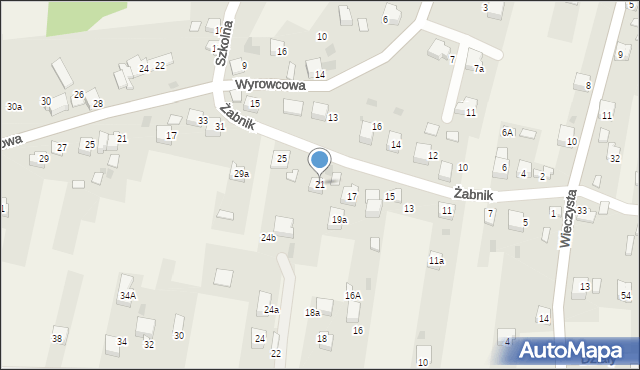 Zagórze, Żabnik, 21, mapa Zagórze