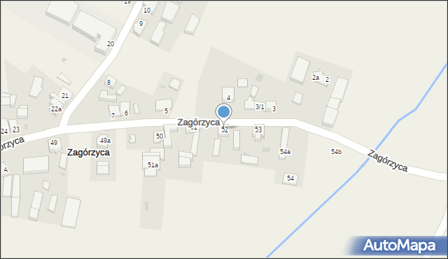 Zagórzyca, Zagórzyca, 52, mapa Zagórzyca