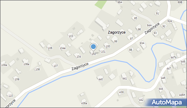 Zagorzyce, Zagorzyce, 102, mapa Zagorzyce