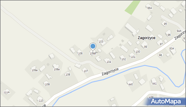 Zagorzyce, Zagorzyce, 104a, mapa Zagorzyce