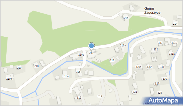 Zagorzyce, Zagorzyce, 217, mapa Zagorzyce