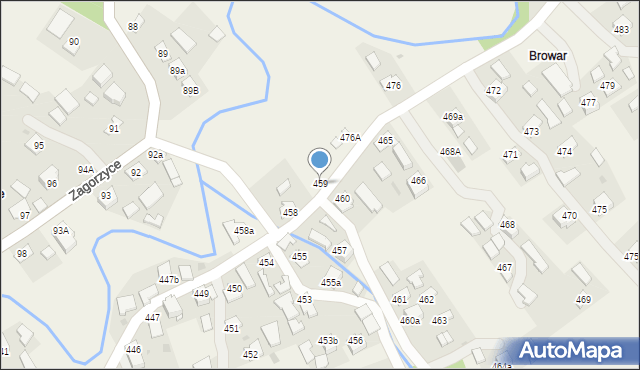 Zagorzyce, Zagorzyce, 459, mapa Zagorzyce
