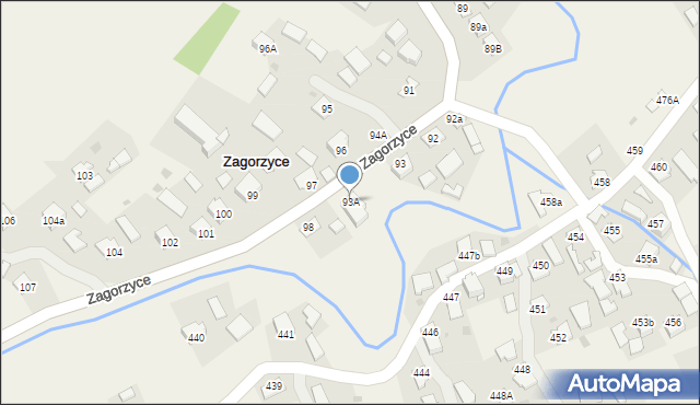 Zagorzyce, Zagorzyce, 93A, mapa Zagorzyce