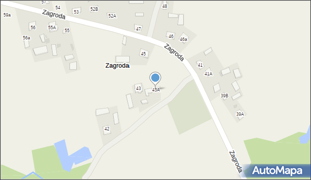 Zagroda, Zagroda, 43A, mapa Zagroda