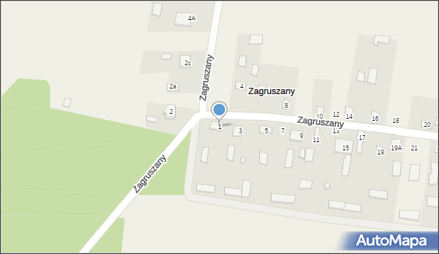 Zagruszany, Zagruszany, 1, mapa Zagruszany