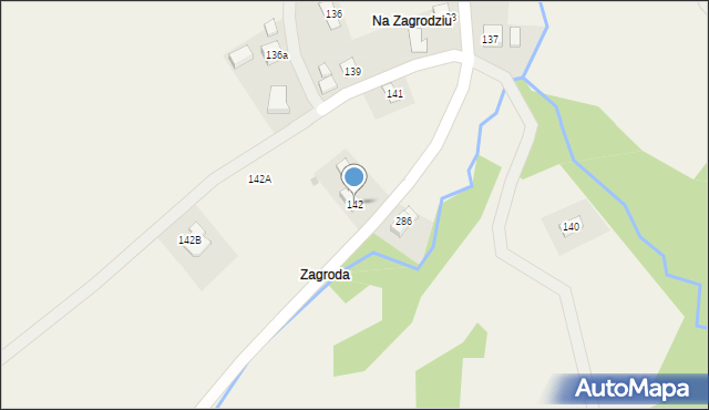 Zahutyń, Zahutyń, 142, mapa Zahutyń