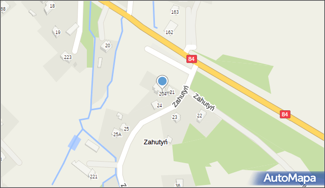 Zahutyń, Zahutyń, 204, mapa Zahutyń