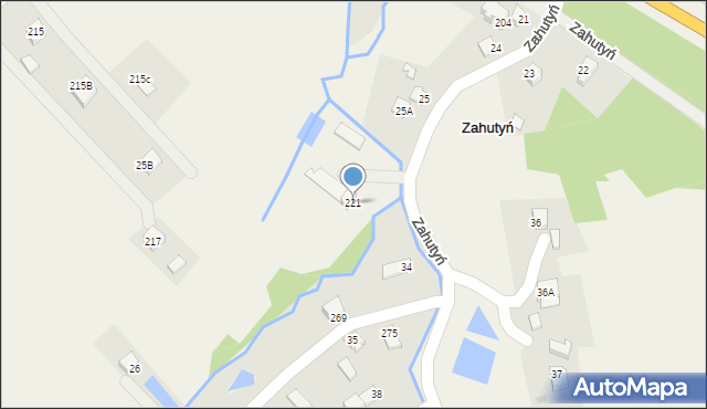Zahutyń, Zahutyń, 221, mapa Zahutyń
