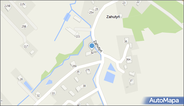Zahutyń, Zahutyń, 34, mapa Zahutyń