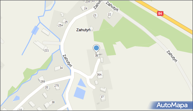 Zahutyń, Zahutyń, 36, mapa Zahutyń