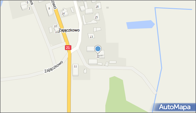 Zajączkowo, Zajączkowo, 12, mapa Zajączkowo