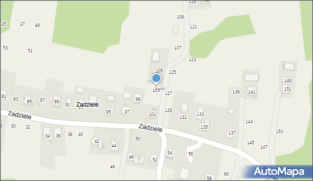 Zakliczyn, Zadziele, 103, mapa Zakliczyn