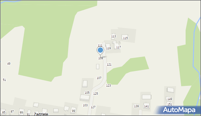 Zakliczyn, Zadziele, 109, mapa Zakliczyn