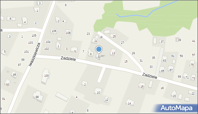 Zakliczyn, Zadziele, 11, mapa Zakliczyn