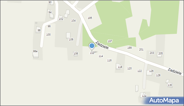 Zakliczyn, Zadziele, 112, mapa Zakliczyn