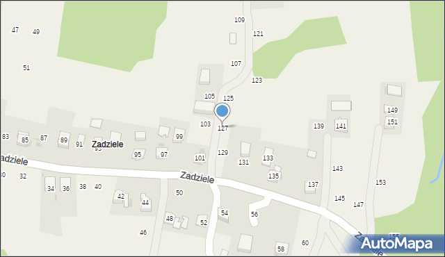 Zakliczyn, Zadziele, 127, mapa Zakliczyn