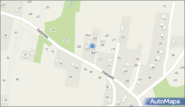 Zakliczyn, Zadziele, 163, mapa Zakliczyn