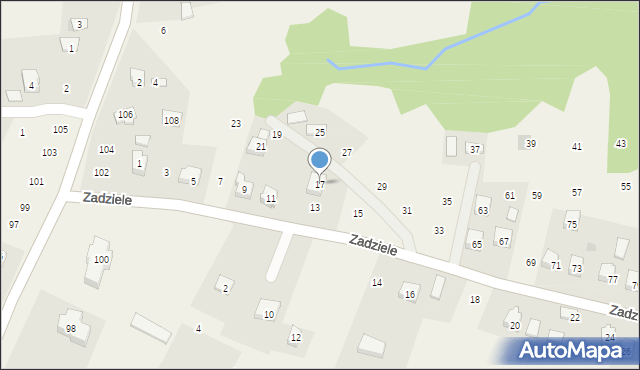 Zakliczyn, Zadziele, 17, mapa Zakliczyn