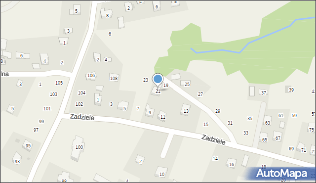 Zakliczyn, Zadziele, 21, mapa Zakliczyn