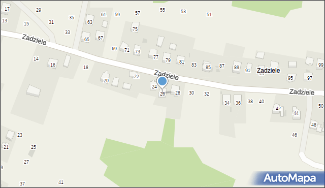 Zakliczyn, Zadziele, 26, mapa Zakliczyn