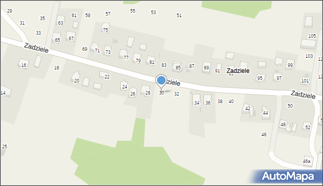 Zakliczyn, Zadziele, 30, mapa Zakliczyn