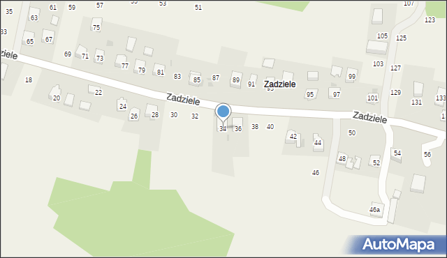 Zakliczyn, Zadziele, 34, mapa Zakliczyn