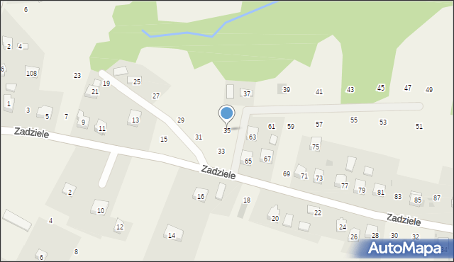 Zakliczyn, Zadziele, 35, mapa Zakliczyn